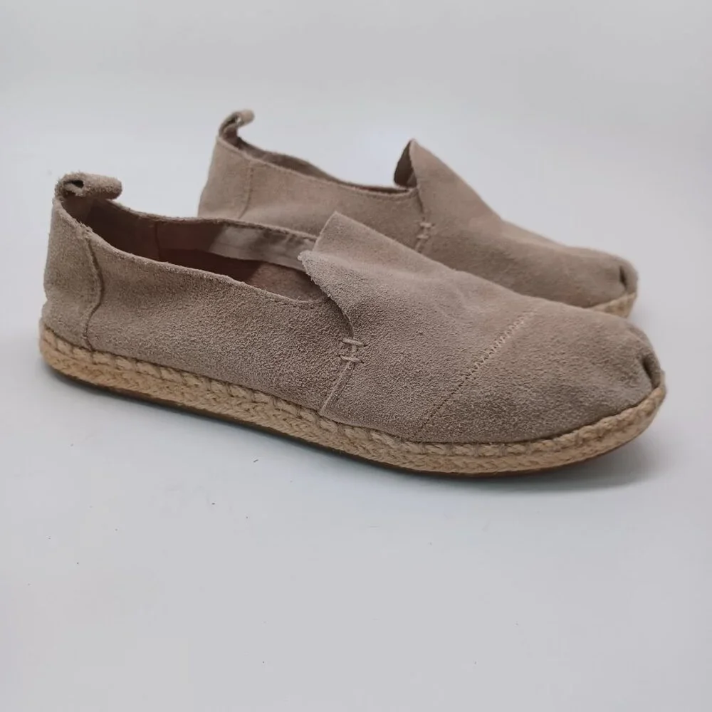 Toms Suede Flats Espadrilles Slip On‎ Loafer Neutral Tan Womens 6.5